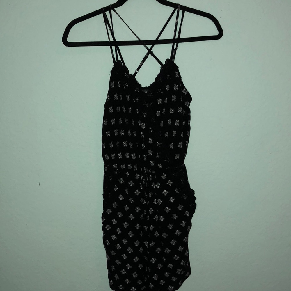Black and white strapped romper